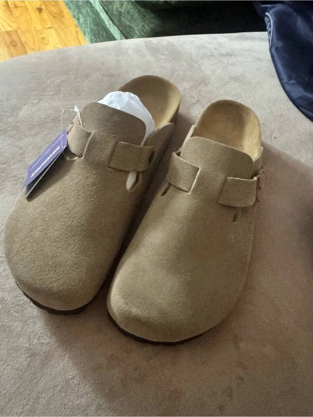 Birkenstock Men’s Suede Clog in Tan Olive
